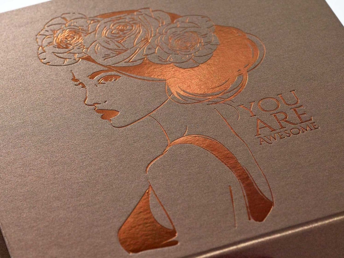 Bronze Folding Gift Box with Copper Foil Logo