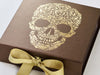 Bronze  Gift Box with  Gold Foil Custom Design and Gold Ribbon
