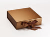 Medium Copper Folding Gift Box Sample  with Changeable Ribbon