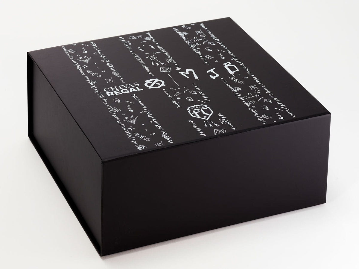 Example of Custom 1 Colour Screen Print to Black Gift Box