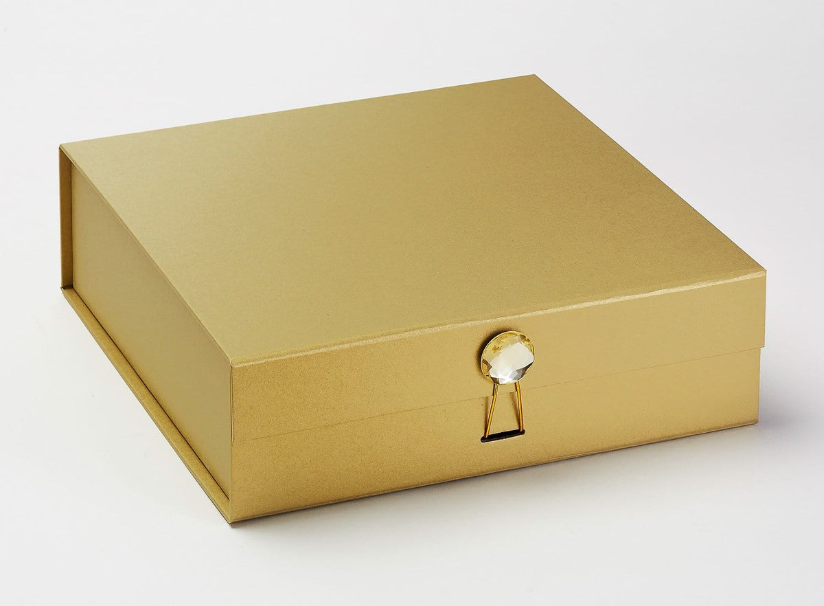 Citrine Gemstone Gift Box Closure on Gold Large Gift Box