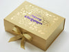 Example of Custom 2 Colour Foil Logo Onto Gold Gift Box