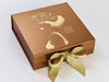Copper Folding Gift Box with Custom Gold Foil Logo and Gold Ribbon