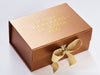 Copper Gift Box with Gold Foil Design by Beau and Bella and Gold Ribbon