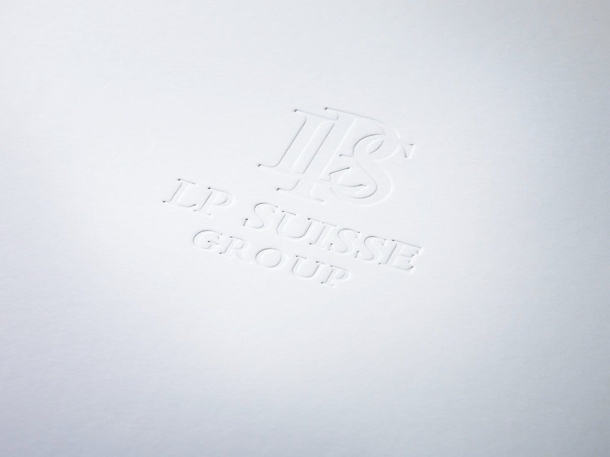 Custom Debossed Logo to Lid of White Folding Stock Gift Box