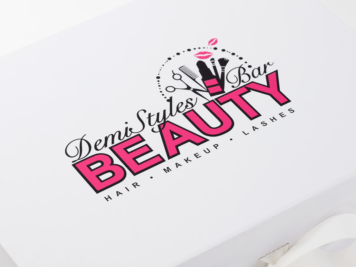 Example Of Custom 2 Colour Screen Print Onto White Gift Box