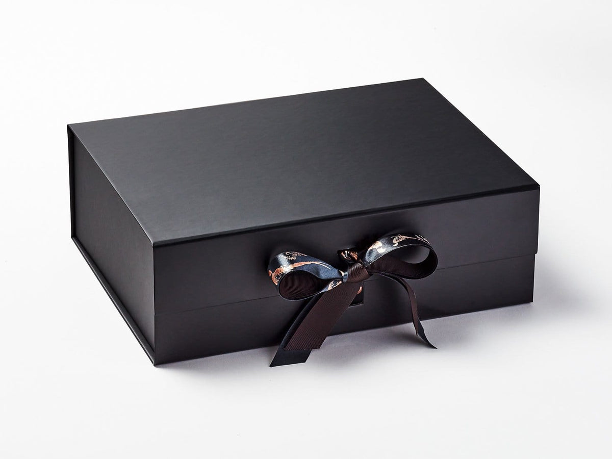 Pheasants Ribbon on Black Gift Box
