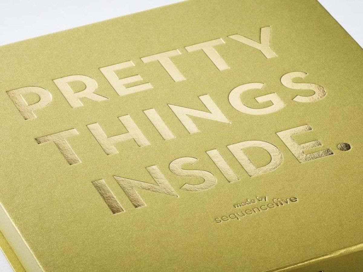 Example of Custom Gold Foil Print on Gold Gift Box