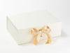 Gold Merry Christmas Recycled Satin Ribbon Featured on Ivory Slot Gift Box