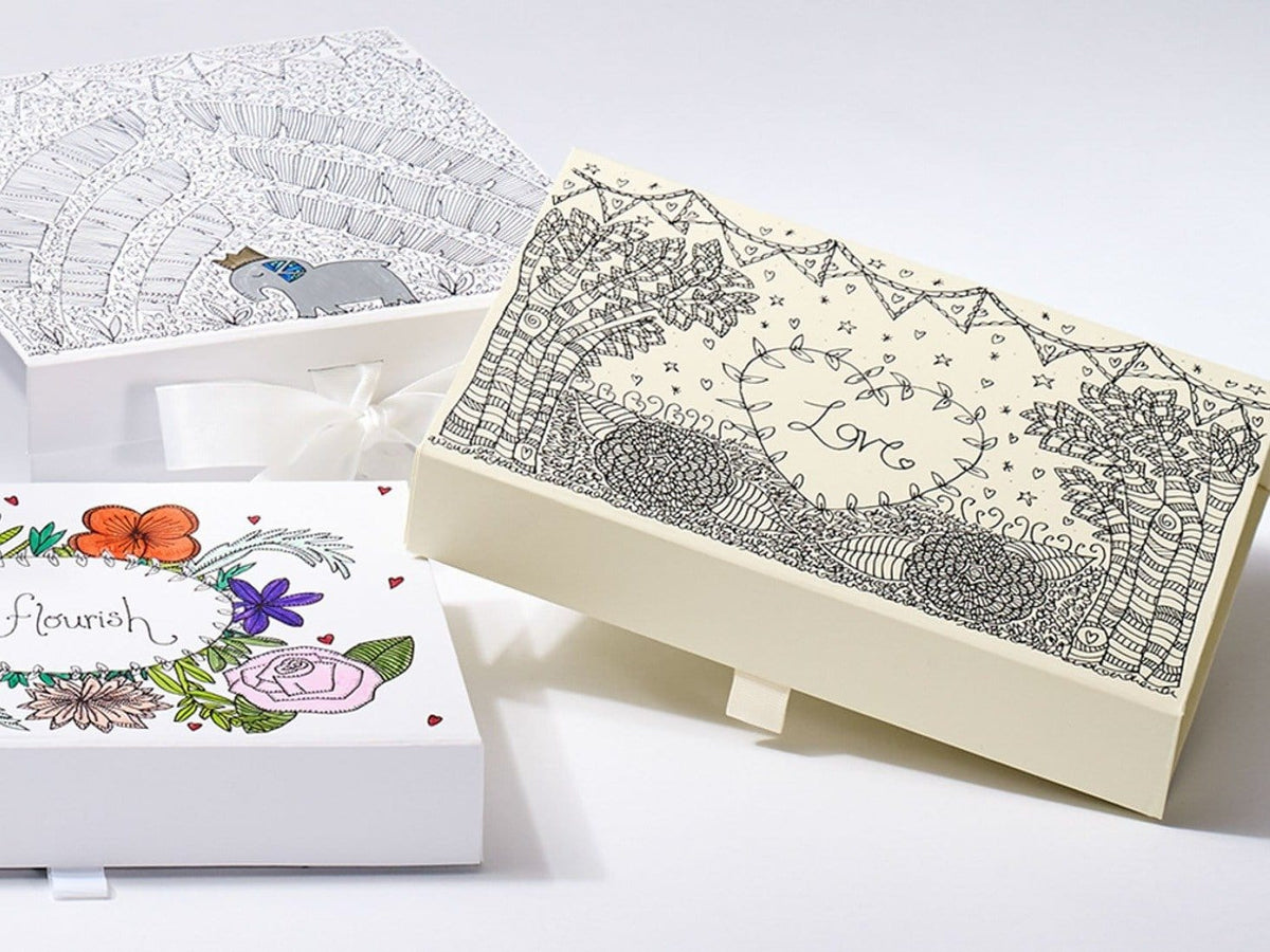 Ivory Folding Gift Box with Handcrafted Decoration by Custom Cubed