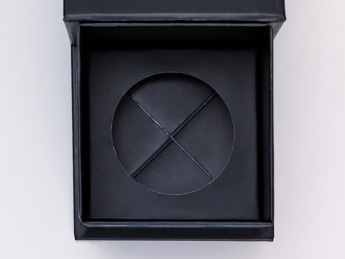 Black Small Cube Gift Box with Insert Assembled in Base of Box