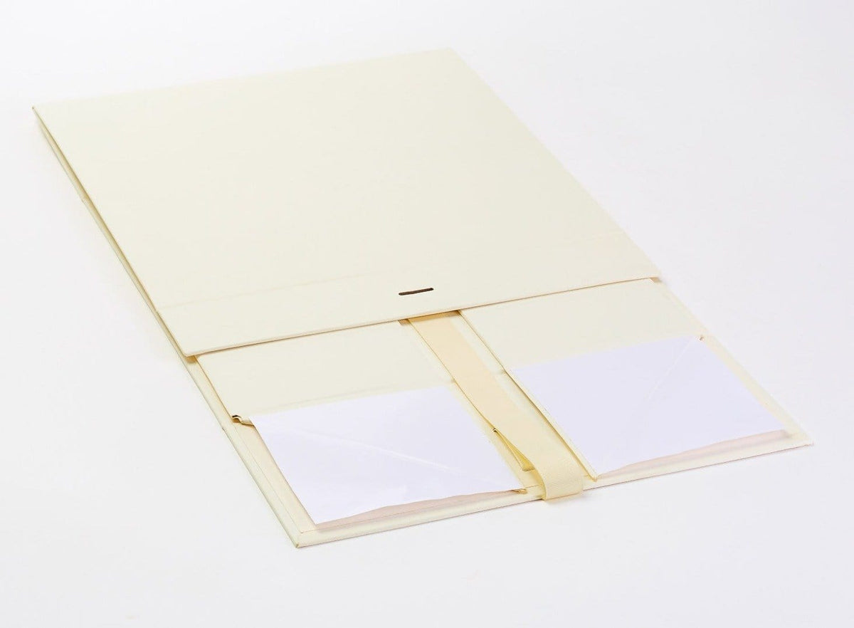 Ivory XL Deep Luxury Gift Box Folded Flat and with Ribbon