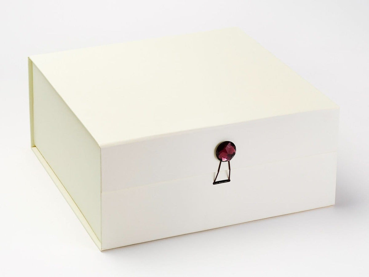 Ivory XL Deep Gift Box with Garnet Gemstone Gift Box Closure