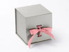 Rose Pink Ribbon on Silver Cube Gift Box