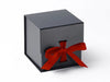 Large Black Cube Gift Box featured with bright red ribbon from Foldabox UK