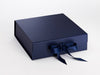 Navy Blue Large Folding Gift Box with Magentic Closures and Ribbon