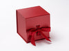 Large 5" Cube Gift Box in Red Pearl finish with Changeable Ribbon