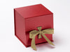 Large Red Cube Slot Gift Box with Gold Grosgrain Ribbon