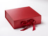 Red Large Gift Box or Hamper Box with Slots and Changeable Ribbon