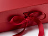 Red Large Gift Box sample with slots and changeable ribbon detail from Foldabox