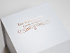 White Cube Gift Box with Custom Rose Gold Foil Logo