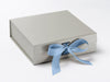 Medium Silver Slot Gift Box Featured with French Light Blue Ribbon