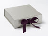 Medium Silver Slot Gift Box with Plum Purple Ribbon