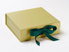 Gold Medium Slot Gift Box Featured with Spruce Green Ribbon from Foldabox
