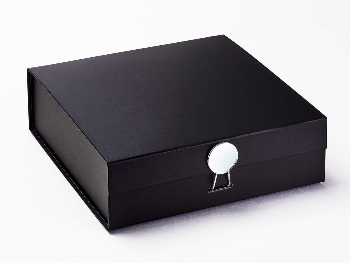 Mirror Disc Gift Box Closure on Black Medium Gift Box