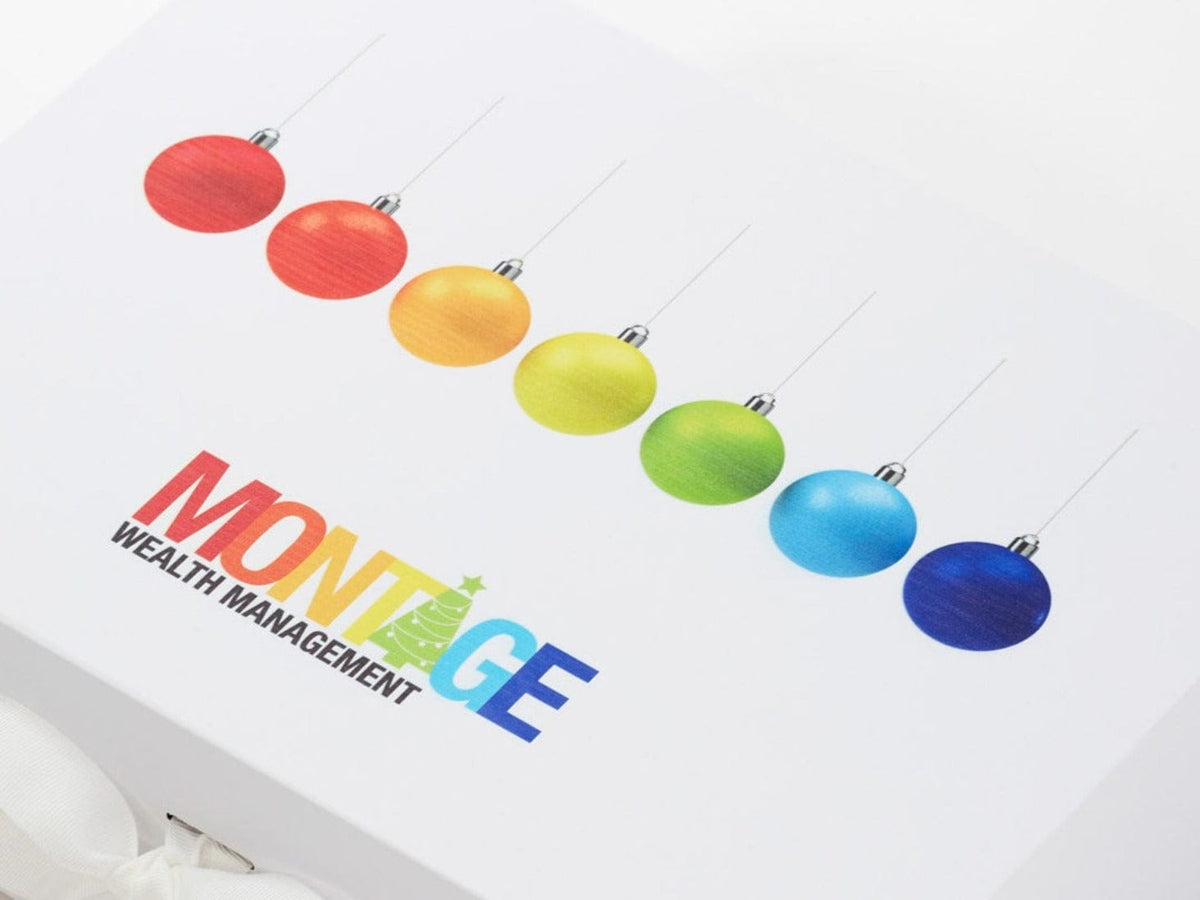 Example of Custom CMYK Digital Print Design Onto White Gift Box
