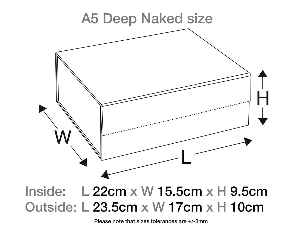Naked Grey A5 Deep Gift Box Assembled Size
