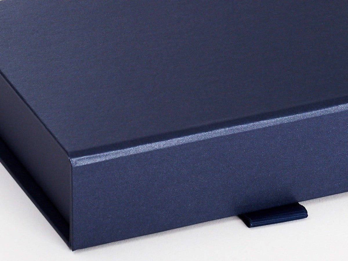 Navy Blue A6 Shallow Folding Gift Box Ribbon Detail