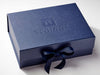 Navy Gift Box with Custom Debossed Design to Lid