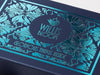 Navy Blue Gift Box with Custom Printed Teal Foil Design