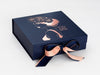 Navy Blue Gift Box Featured with Rose Gold and Navy Ribbon