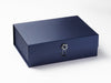 Navy Blue A4 Deep Gift Box featuring Sapphire Flower Gemstone Closure