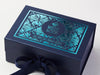 Navy Blue Luxury Gift Box with Turquoise Foil Design