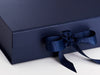 Navy Blue Large Folding Gift Box Front Ribbon Detail