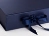 Navy Blue Large Folding Gift Box Sample Ribbon Detail