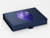 Navy Blue Gift Box with Custom Printed Purple Foil Design