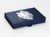 Navy Blue Gift Box with Custom Printed Silver Foil Design