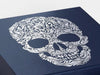 Navy Blue Folding Gift Box Custom Printed Silver Foil Design
