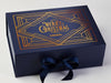 Navy Blue A4 Deep Gift Box with Copper Foil Custom Printed Design