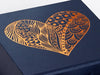 Navy Blue Gift Box with Copper Foil Custom Printed Heart Design