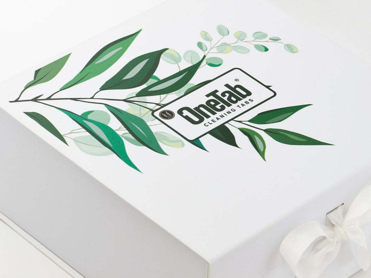Example of Custom CMYK Digital Print Onto White Gift Box