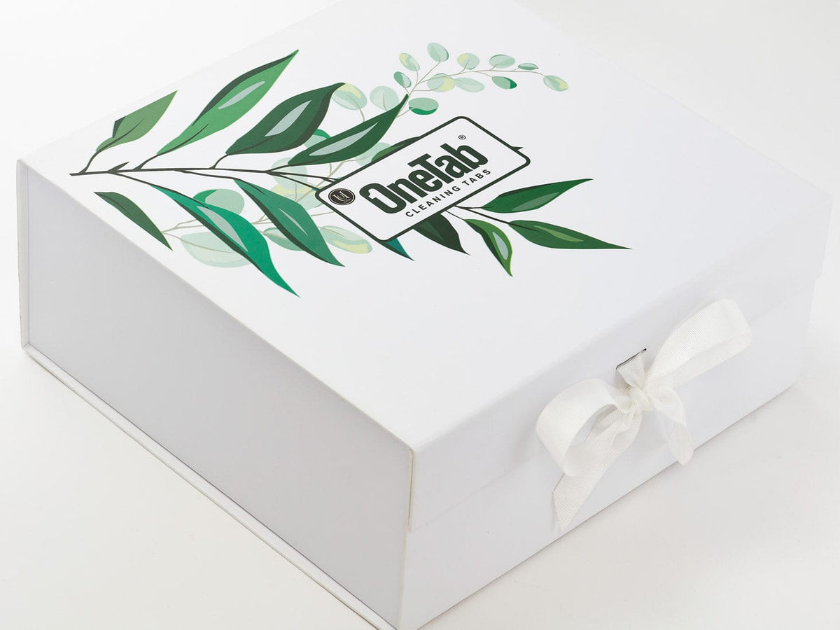 Example of Custom CMYK Digital Print Design Onto White Gift Box