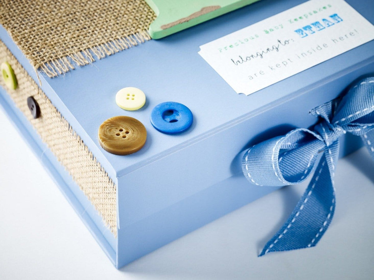 Hand Decorated Pale Blue Keepsake Gift Box by Rebecca Caddy of Quaint Hearted Weddings