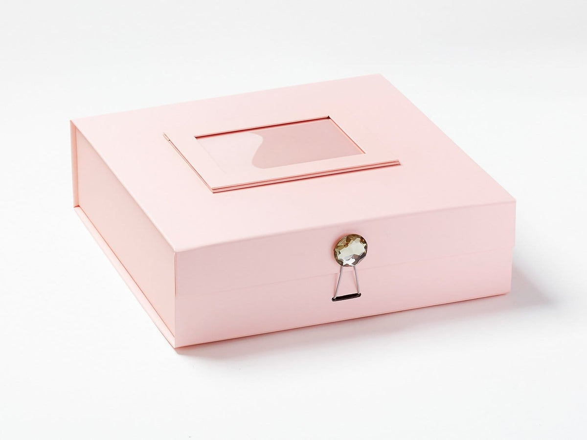 Pale Pink Large Gift Box with Smokey Quartz Closure and Pale Pink Photo Frame