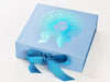 Pale Blue Gift Box Featuring Methyl Blue Ribbon and Blue Foil Designn