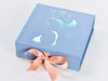 Pale Blue Gift Box Featuring Moonstone Ribbon and Mint Green Foil Design